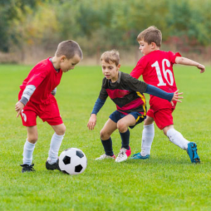 Boys playing soccer