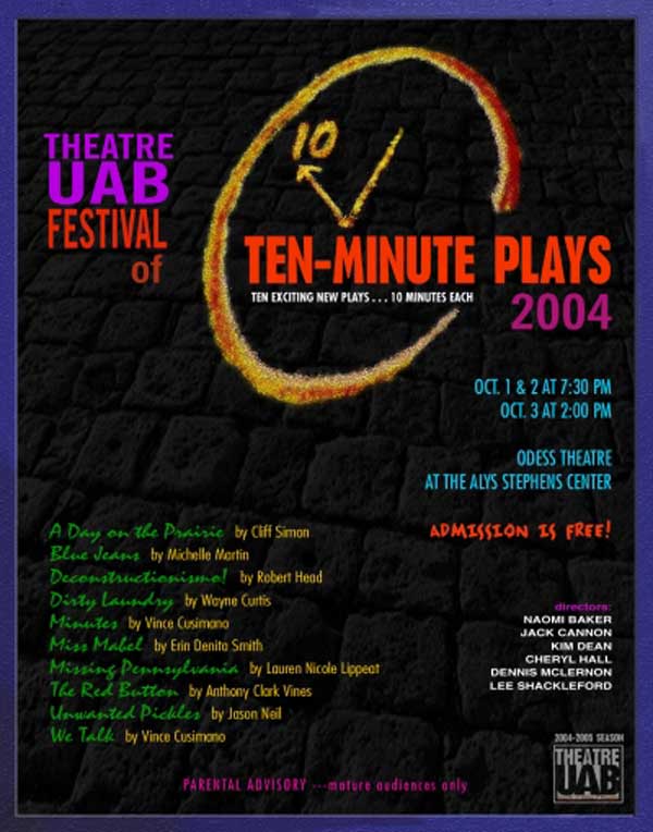 2004 Festival of Ten-Minute Plays poster.