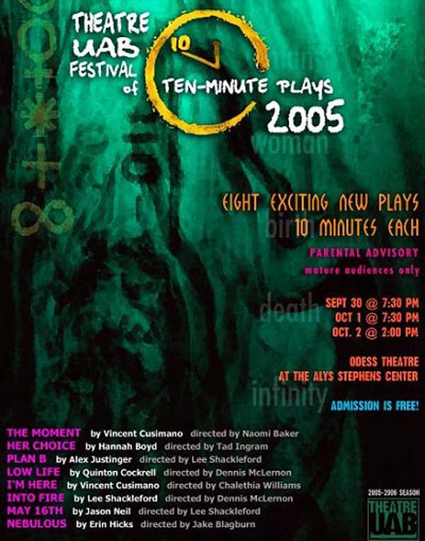 2005 Festival of Ten-Minute Plays poster.