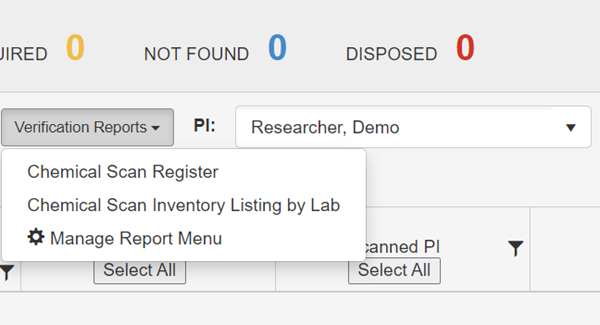 Choose "Chemical Scan Inventory Listing by Lab"