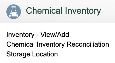 At the "Chemical Inventory" box, click on “Storage Location”