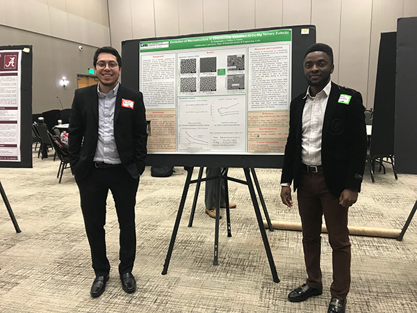 Two students in front of their poster at the Student Research Symposium