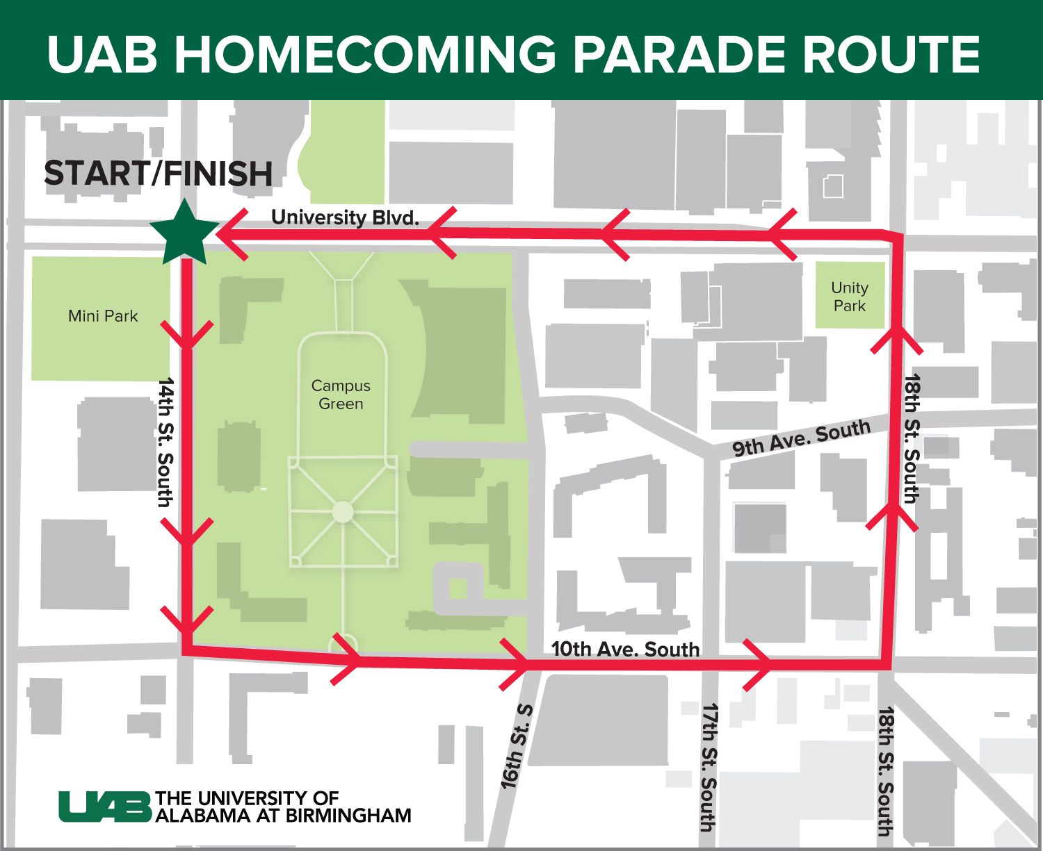 Homecoming Parade route map