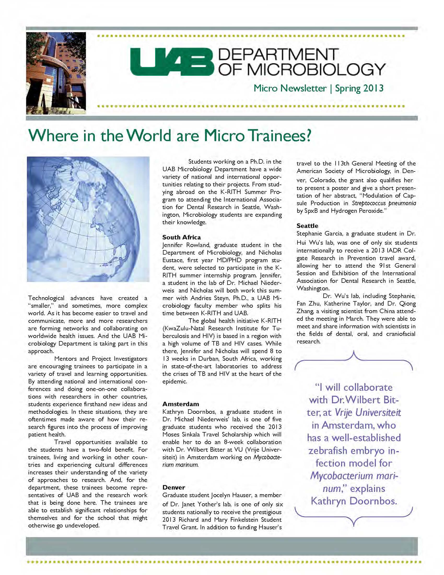 Spring 2013 Newsletter Page 1