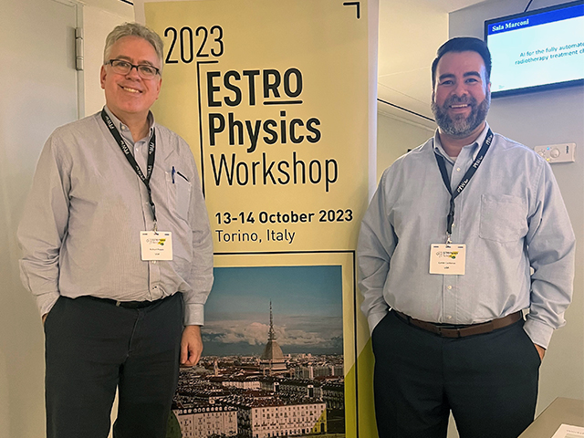 Richard Popple, Ph.D. and Carlos Cardenas, Ph.D. at 2023 ESTRO Physics Workshop