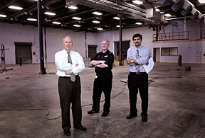 Barry Andrews, left, Alan Druschitz, center, and Uday Vaidya have something to be excited about. The U.S. Army Research Laboratory (ARL) has released $1 million to the UAB School of Engineering for research to be conducted in the school’s Metals Processing Laboratory. Under the new ARL project, UAB MSE researchers will use the lab’s state-of-art equipment to discover and test new metals and alloys for improved, safer vehicle armor.