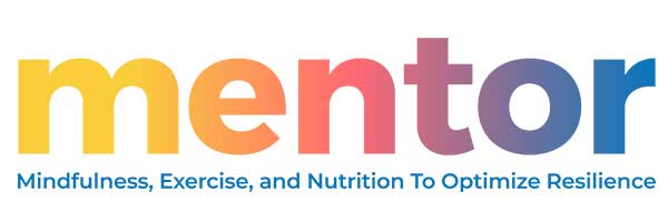 Mentor logo - word in ombre shades from yellow through orange, red, purple, and blue from left to right. 