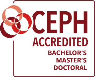 CEPH Accreditation Badge: Bachelor's, Master's, Doctoral. 