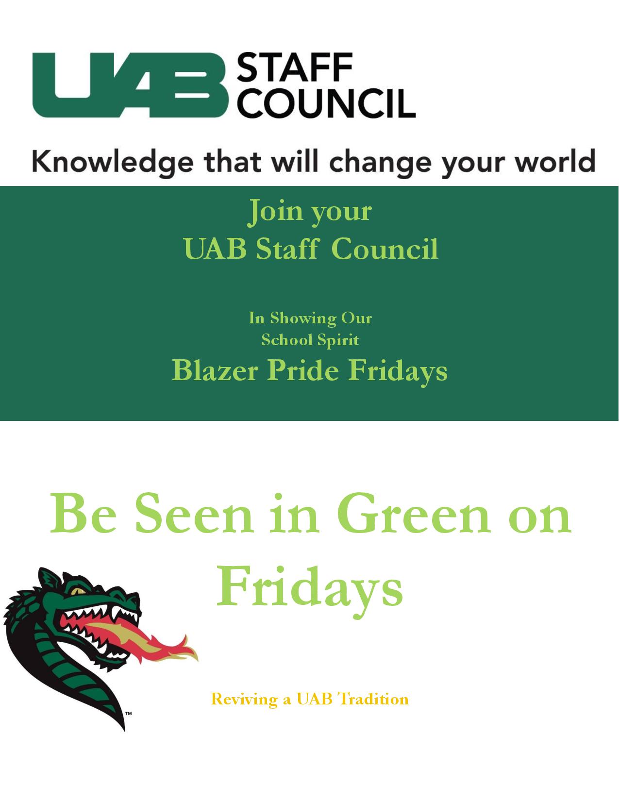 Staff Council - Be Seen in Green - Blaze