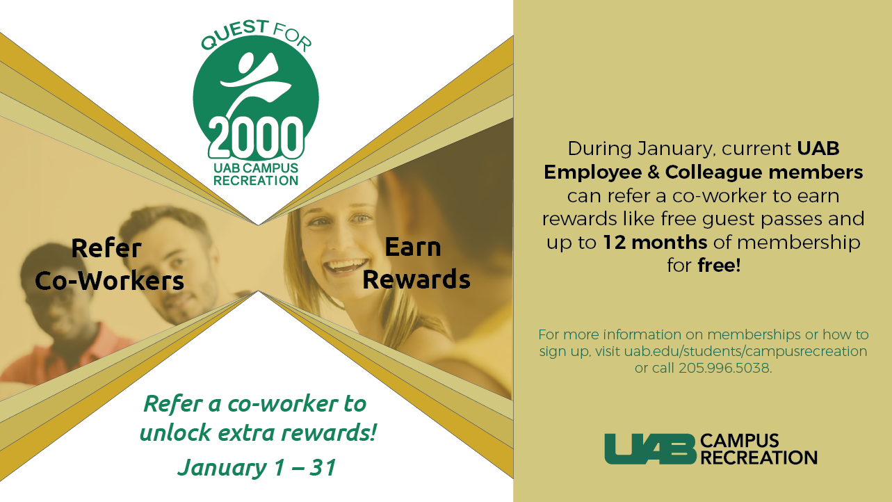 Refer a coworker to unlock member rewards at the Campus Rec Center in January