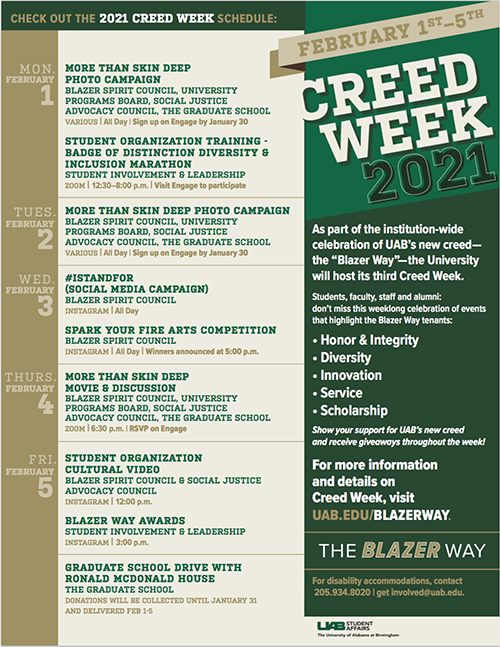 creed week schedule web