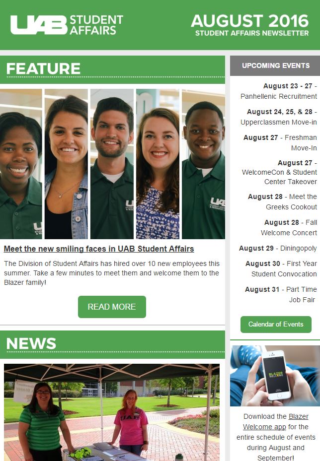 August 2016 Student Affairs Newsletter
