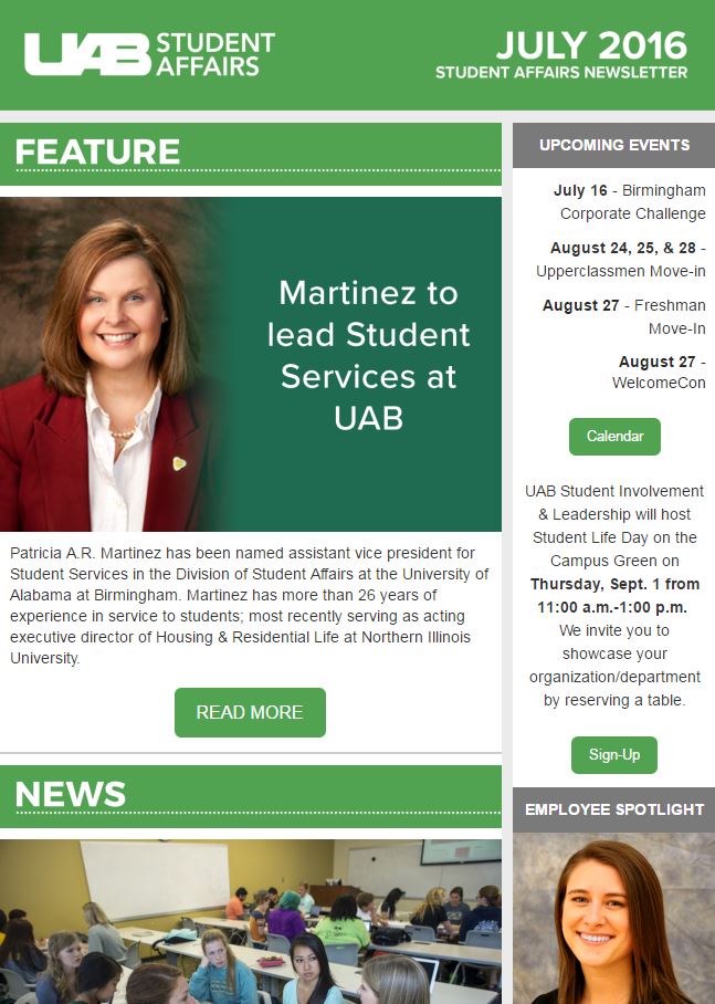 July 2016 Student Affairs Newsletter