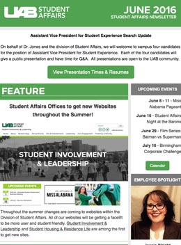 June 2016 Student Affairs Newsletter