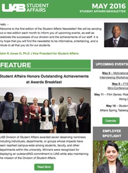 May 2016 Student Affairs Newsletter