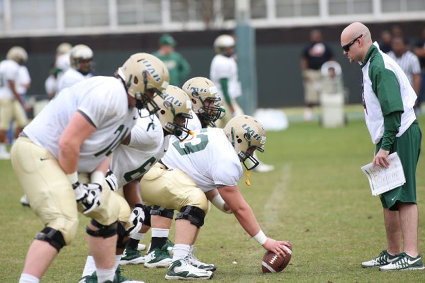UAB's offensive line. Photo from uabsports.com