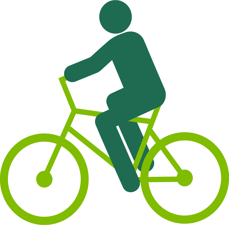 Graphic of a person riding a bike.
