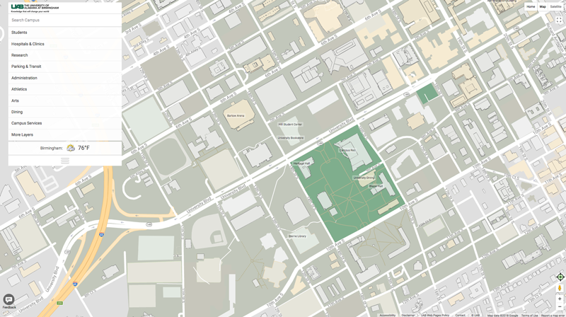Screen grab of campus map.