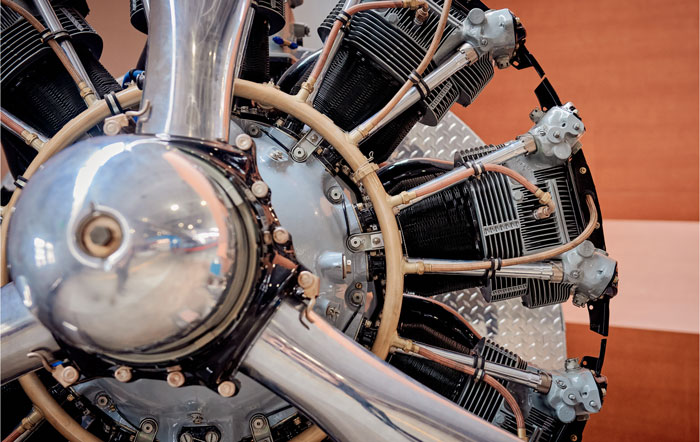 Closeup photo of vintage airplane engine