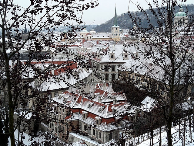 Photo of a snow-covered city in the Czech Republic