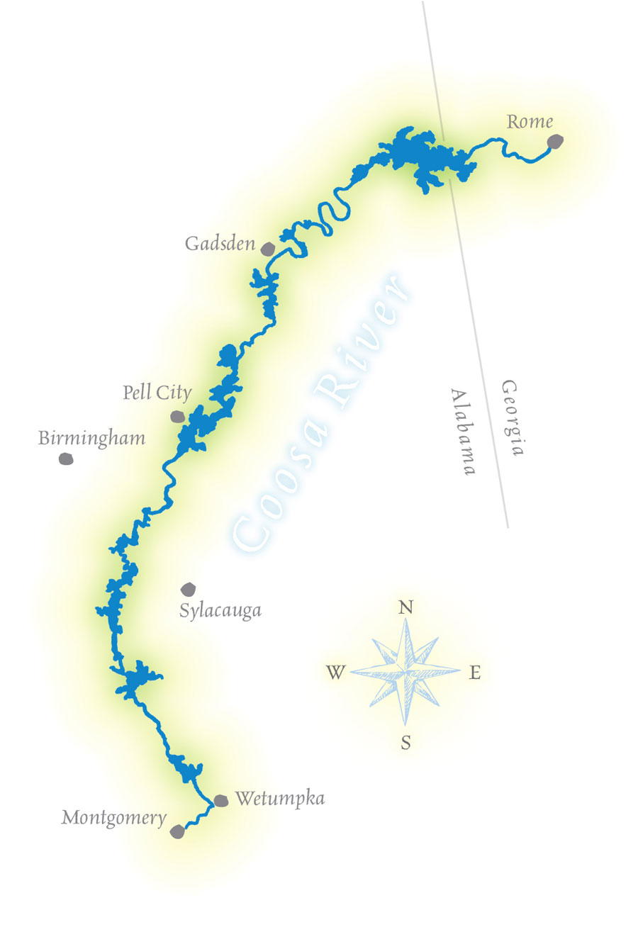Illustrated map of Coosa River