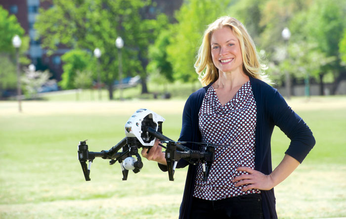 Photo of Elizabeth Bevan with drone