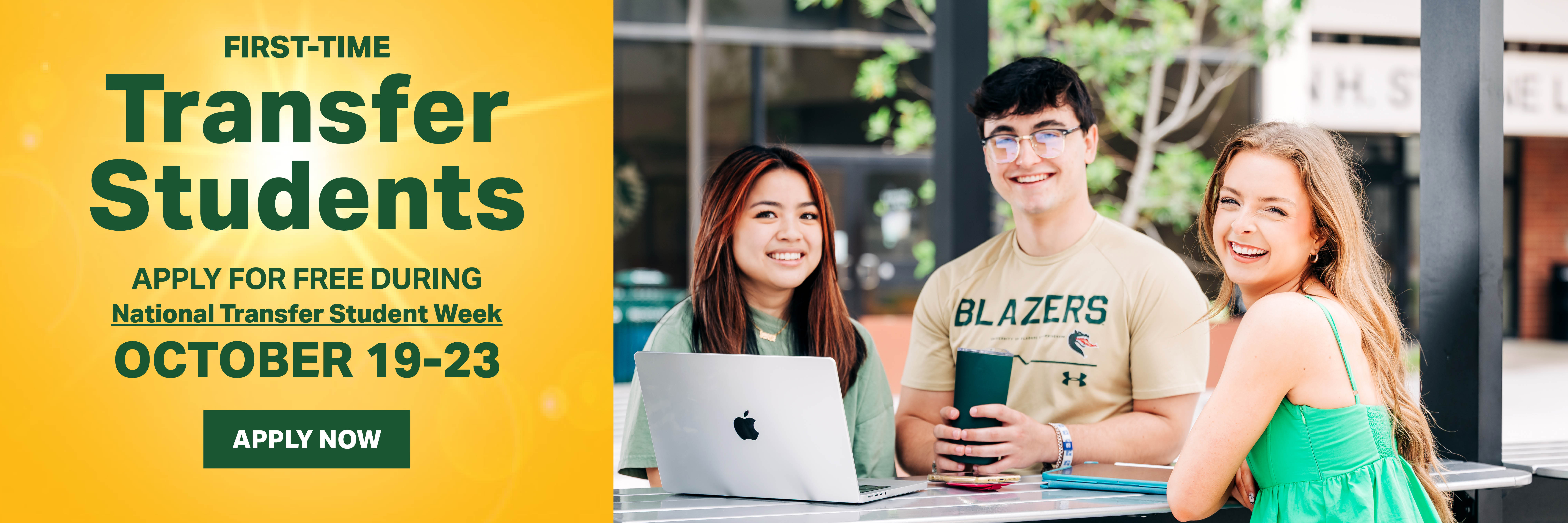 Transfer Students Apply for Free Week of Oct 19-23