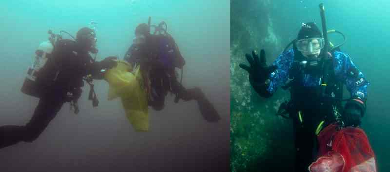 Sabrina dive buddies Andrew and Chuck, Maggie