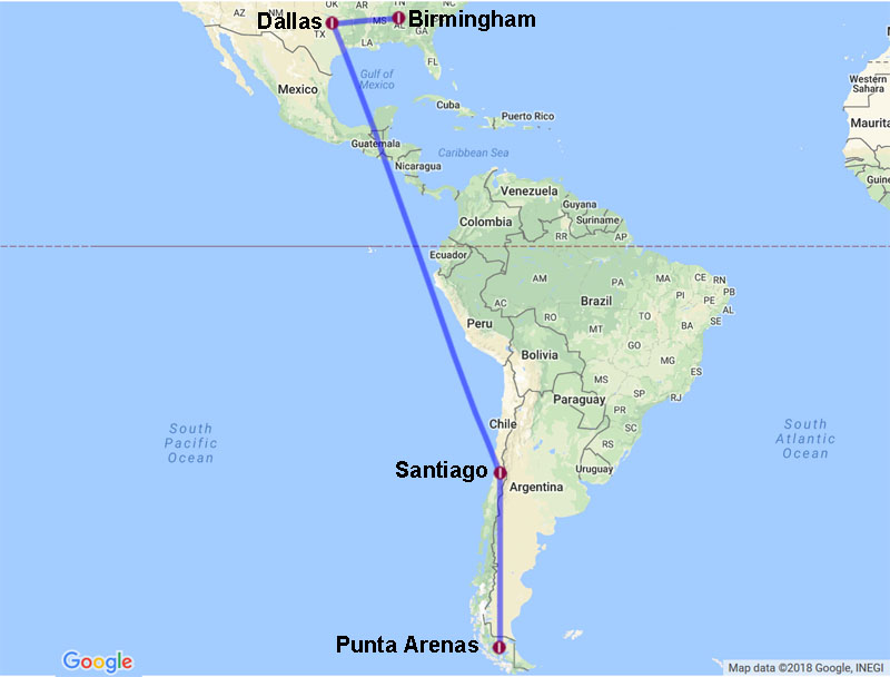 Birmingham to Punta Arenas flights