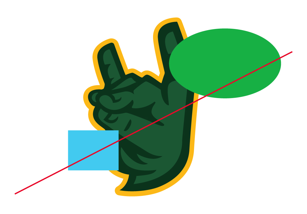 graphic showing blazer on hand clear space usage