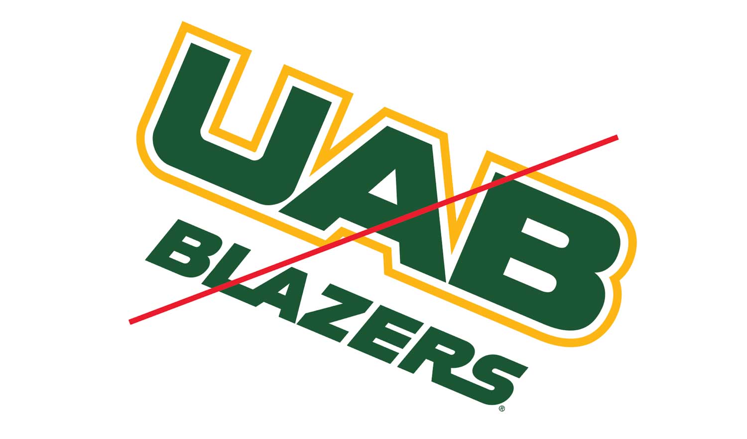 Graphic showing UABBlazers Combo Spirit Mark Inappropriate Use 2