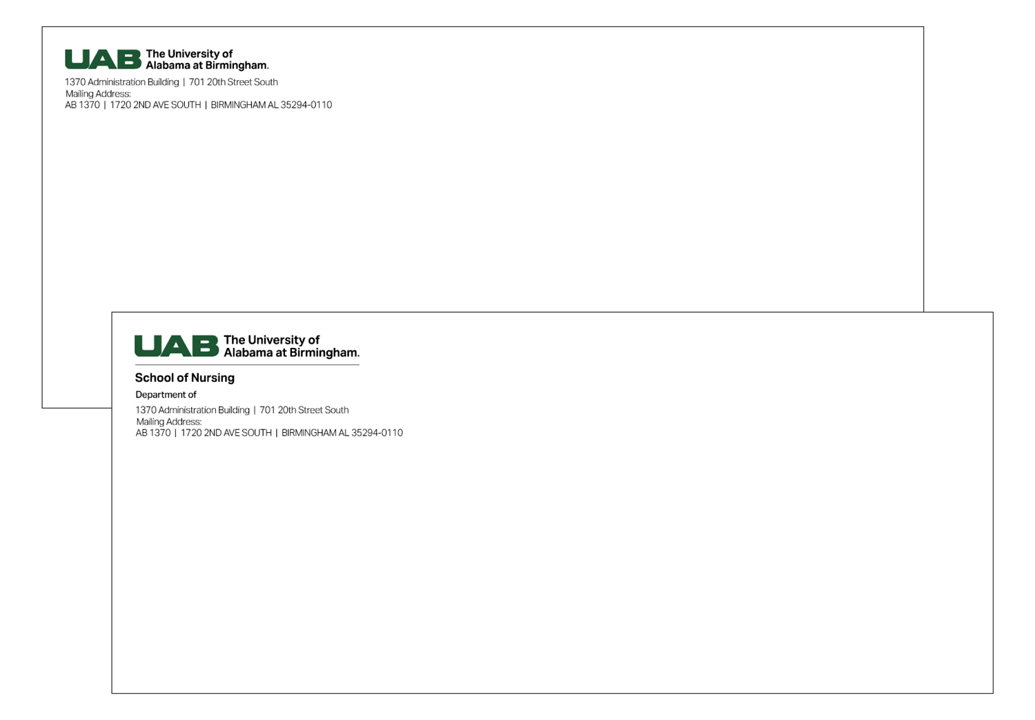 Graphic showing logo usage on envelopes