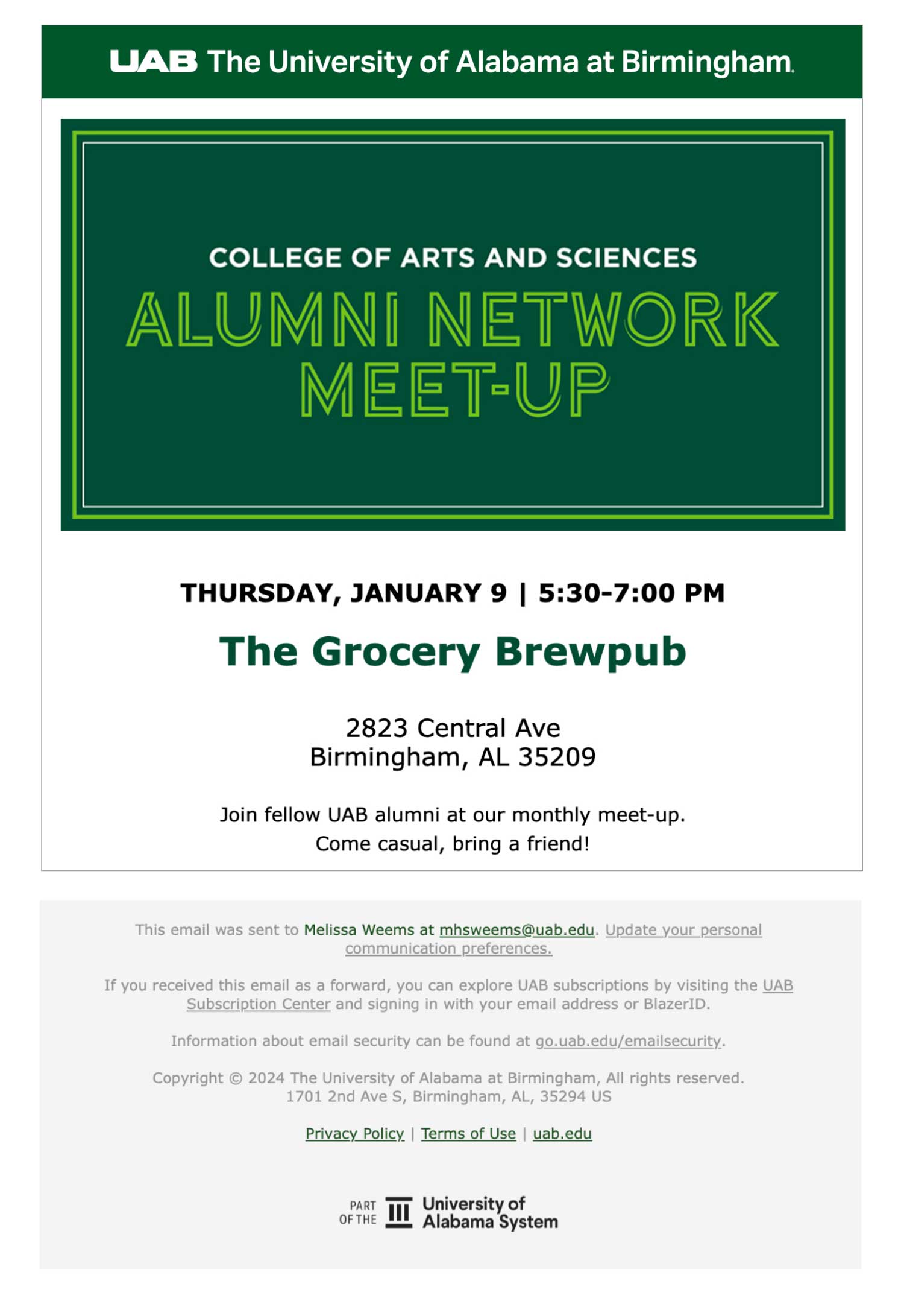 Graphic showing standard footer includes the UA System logo