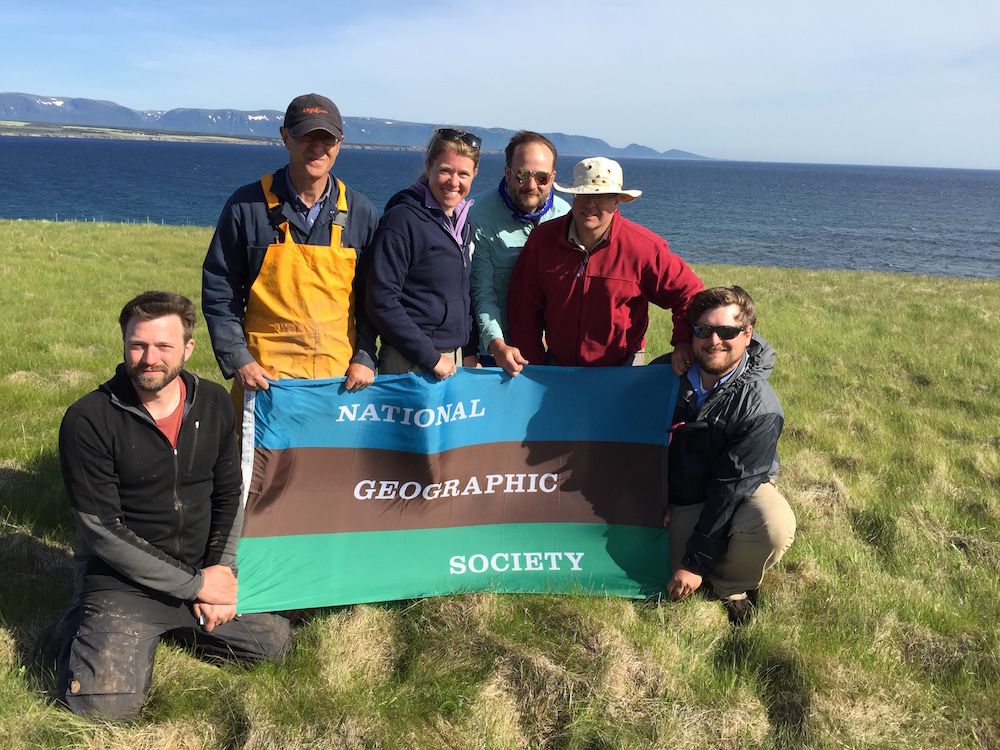 UAB/Nat.Geo./BBC/Pbs-Nova 2015 expedition to Point Rosee (Newfoundland, Canada): D. Bolender, F. Schwarz, S. Parcak, D. Gathings, G. Mumford, and C. Childs (left-right; photo: Staff). Project directed by S. Parcak, G. Mumford and F. Schwarz in conjunction with Newfoundland PAO.