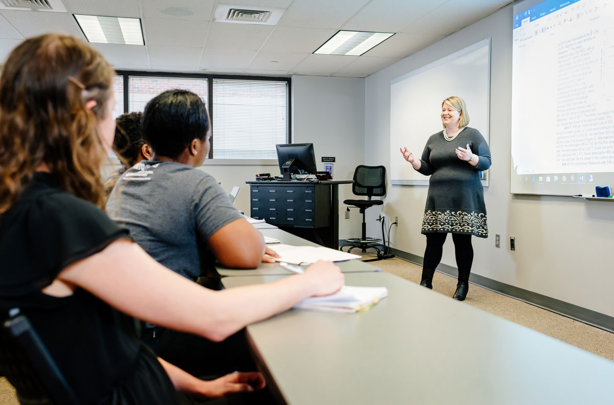A faculty member teaches a Public Health class at UAB. 