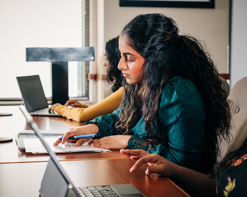 Students participating in a mock trial.