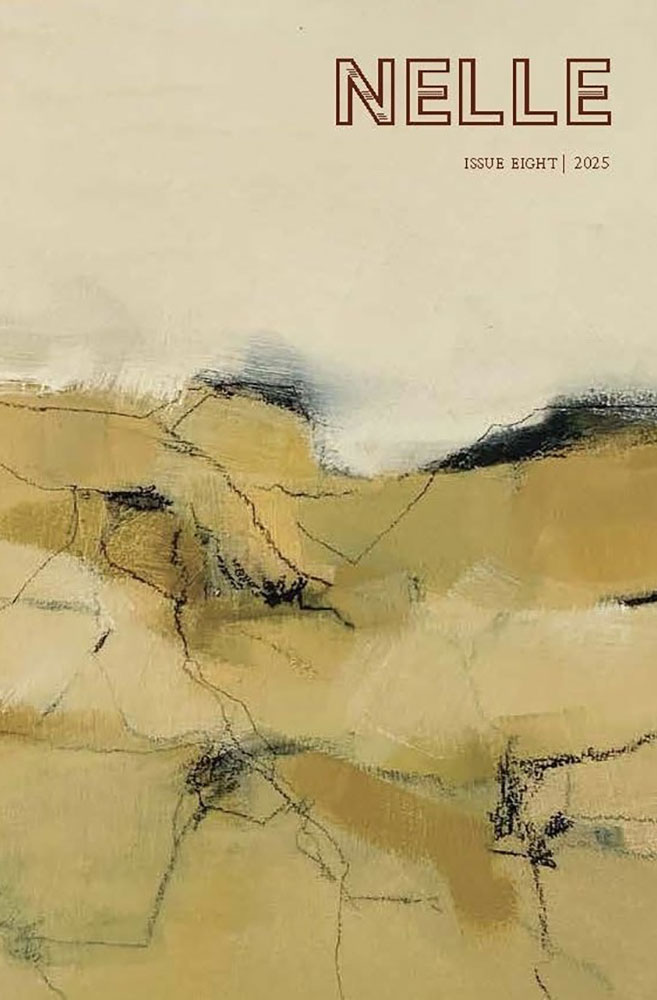 An abstract painting with different shades of yellow, gold, black, and beige.
