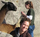 Students and llamas in Peru.