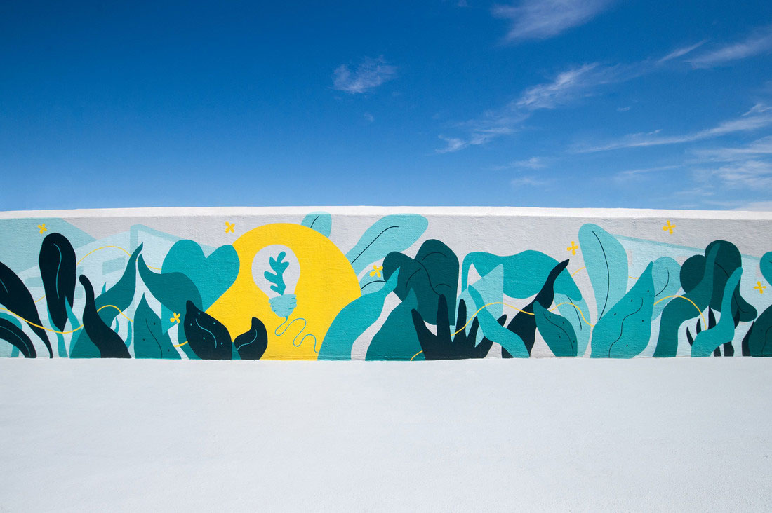 Mural painted by students onto one of the UAB campus sky bridges.