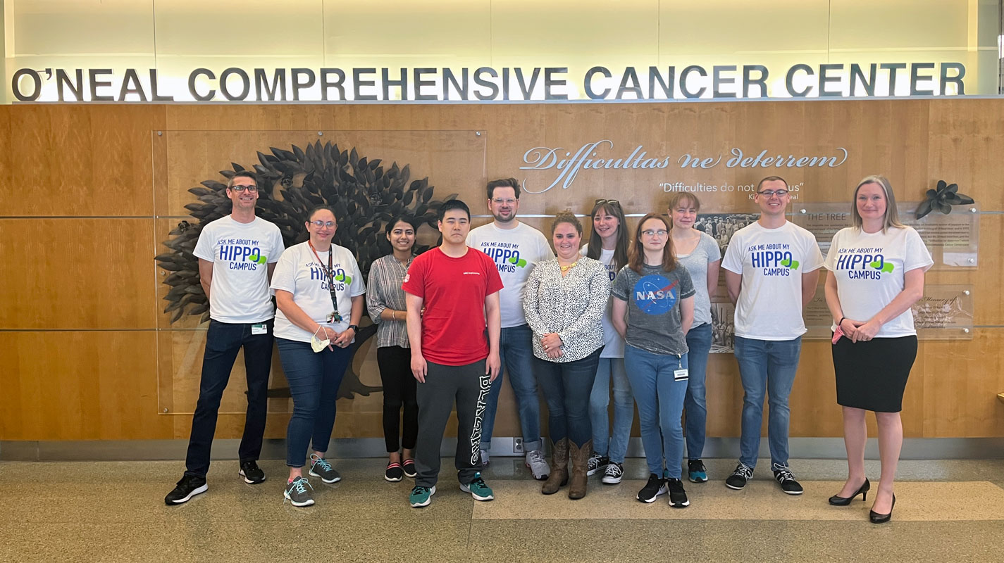 Group photo of the HIPPO students and mentors at the O'Neal Comprehensive Cancer Center. 