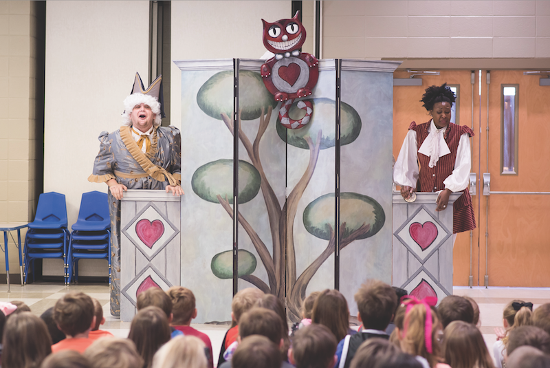 UAB Theatre students in the Alice in Wonderland Touring Company perform for children at Southminster Day School in Birmingham.