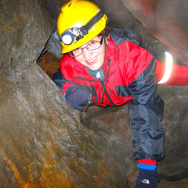Christina Richey in a cave