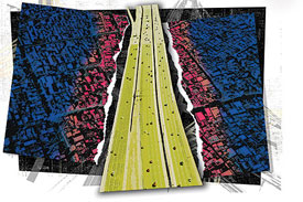 Drawing of an interstate. 