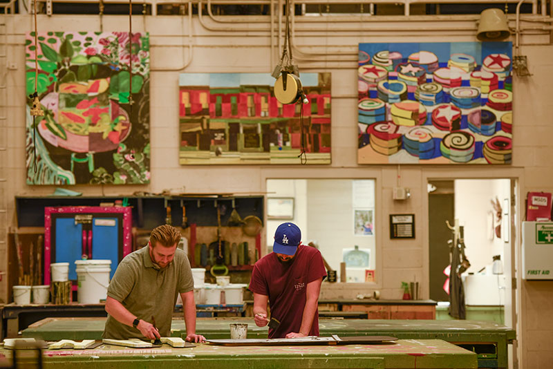 Photo of the interior of the UAB scene shop.