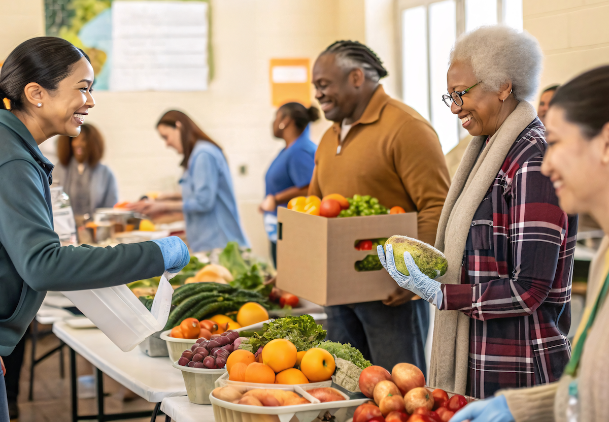 Community nutrition event providing fruits and vegetables