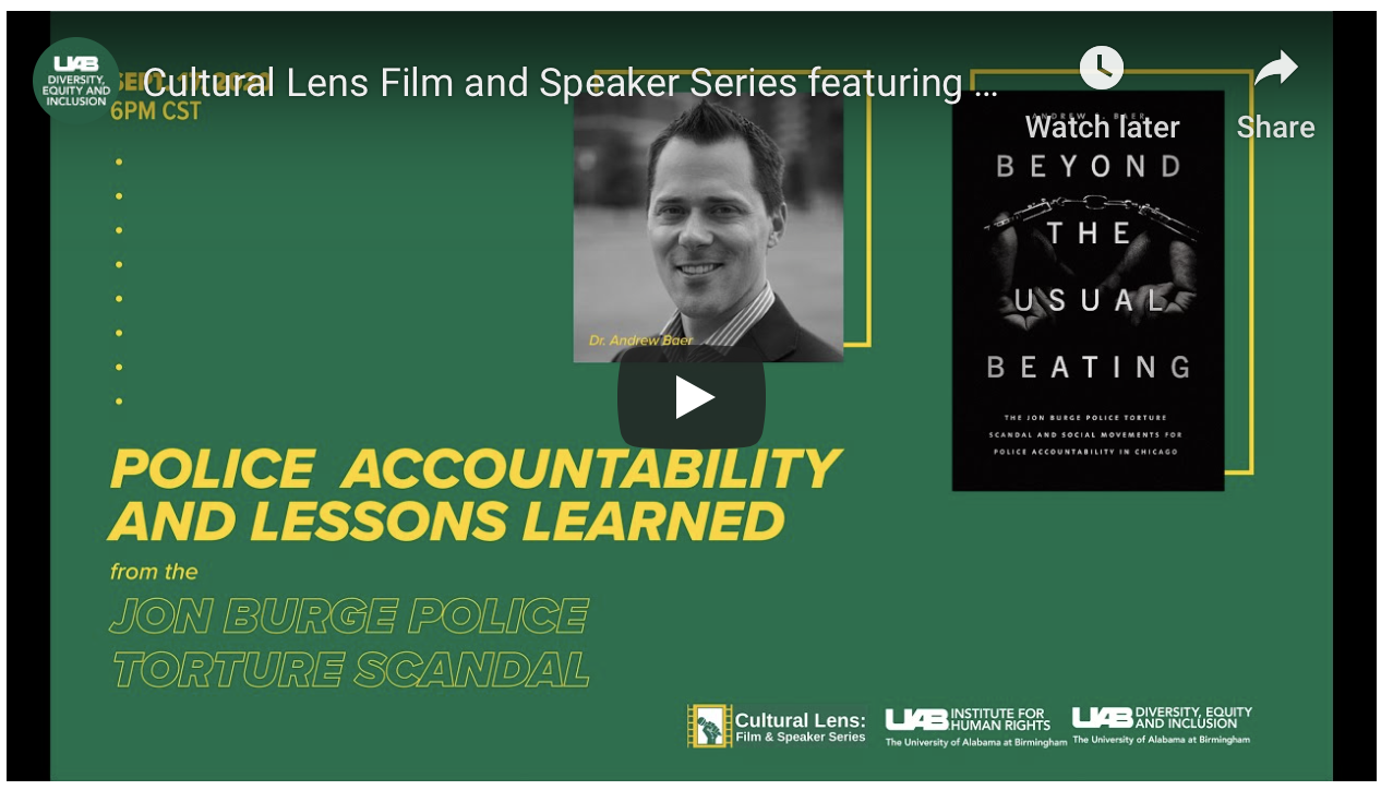 Cultural Lens Film and Speaker Series featuring Dr. Andrew Baer