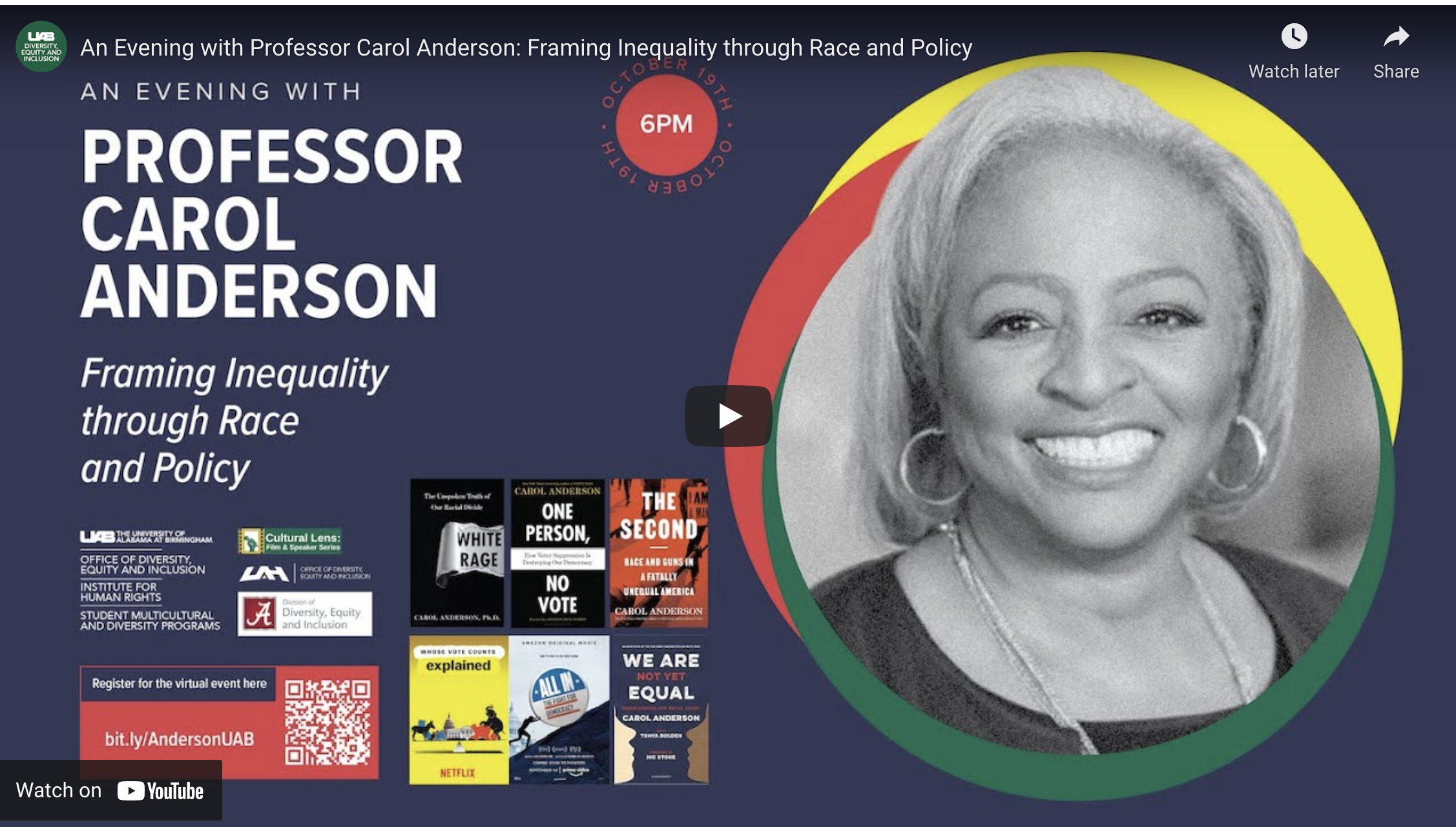 An Evening with Professor Carol Anderson: Framing Inequality through Race and Policy