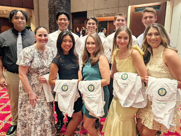 Class of 2027 Student Leadership Group at White Coat Ceremony (Top Row Left-To-Right: Emmanuel Williams, Brandon Agsalud, Dean Triantos, Brady Tuten, Patterson White / Bottom Row Left-To-Right: Susannah Kendrick, Vivian Le, Courtney DeVera, Macey Neal, Kristin Shearer)