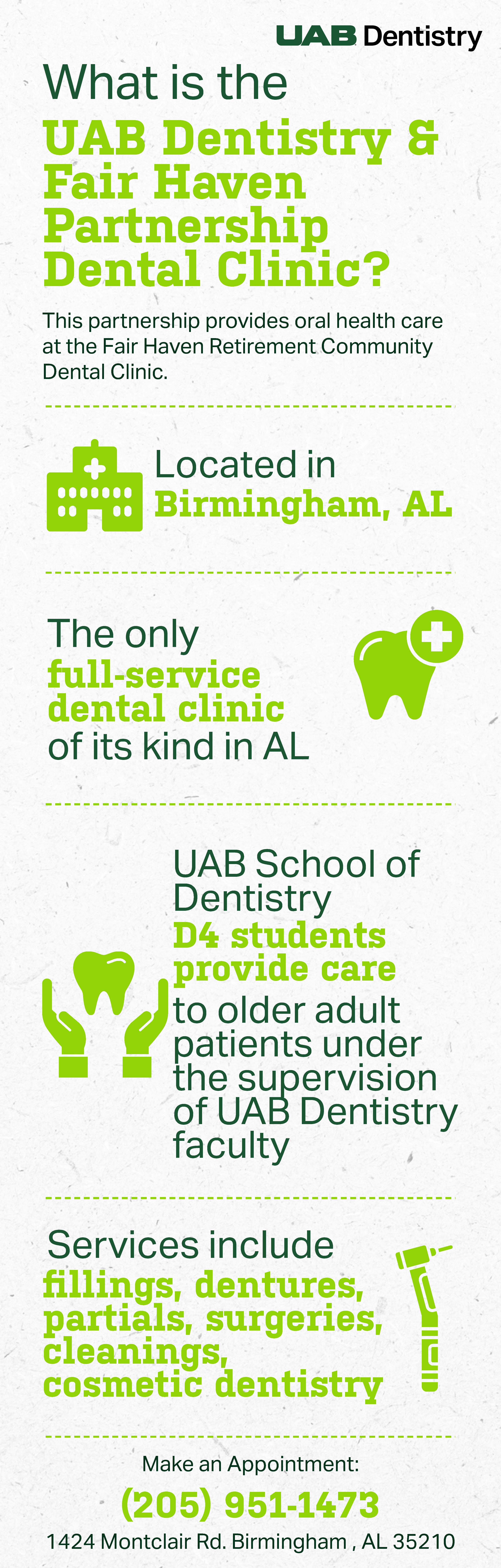 UAB Dentistry Fair Haven Partnership Dental Clinic Infographic