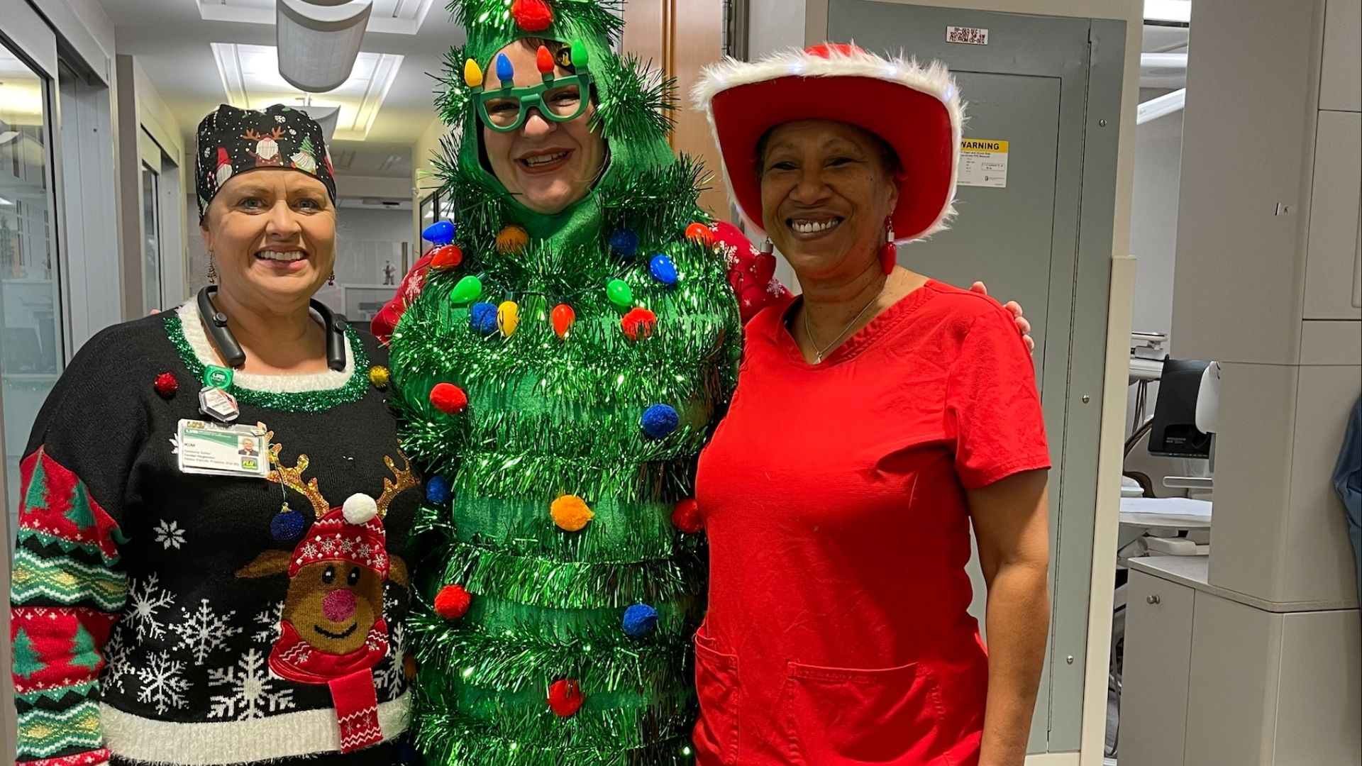 UAB SOD staff participating in Ugly Sweater Contest 2024